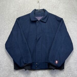 VINTAGE Pendleton 100% Wool Bomber Jacket XL Navy Blue Union Made USA Western